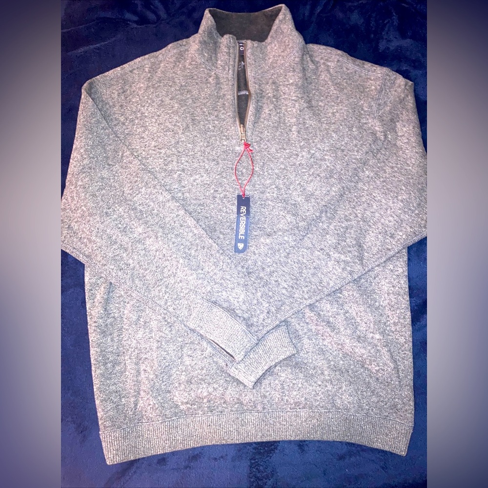 Cremieux Men’s Large Reversible navy/grey Sweater NWT